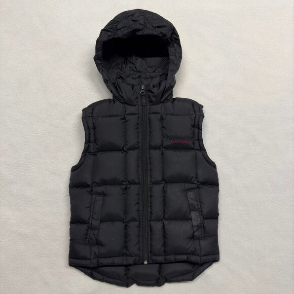VTG Polo Sport Ralph Lauren Kids size 4 Down Filled Puffer Vest Hoodie‎ Black - Picture 1 of 10